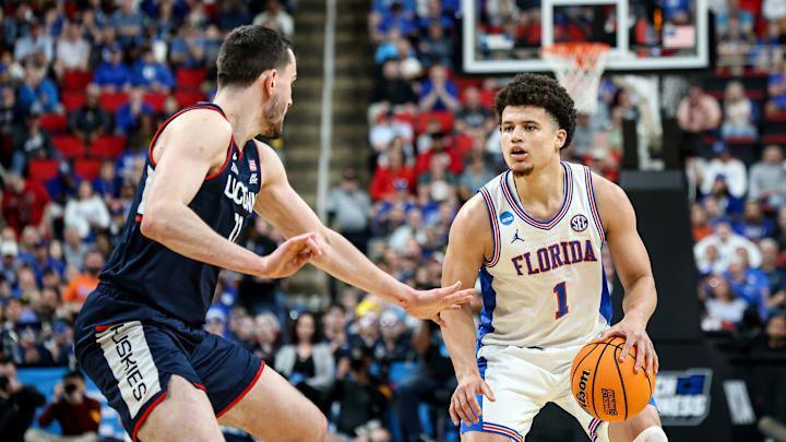 Walter Clayton Jr. recorded a game-high 23 points, which included a pair of 3-pointers in the final minutes of the Florida Gators 77-75 win over UConn. "We knew this game wasn't going to be easy. They've got a championship pedigree, back-to-back champions. That's a great team. They had that experience. We knew it wasn't going to be easy. We kept our composure," he said. Walter Clayton Jr. recorded a game-high 23 points, which included a pair of 3-pointers in the final minutes of the Florida Gators 77-75 win over UConn. "We knew this game wasn't going to be easy. They've got a championship pedigree, back-to-back champions. That's a great team. They had that experience. We knew it wasn't going to be easy. We kept our composure," he said.