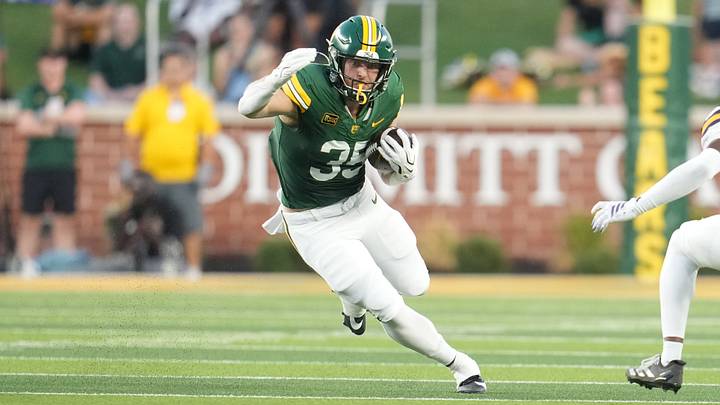 Sep 12, 2026; Waco, Texas, USA; Baylor Bears running back Dawson Pendergrass (35) runs the ball against the Prairie View A&M Panthers during the first half at McLane Stadium. Mandatory Credit: Chris Jones-Imagn Images Sep 12, 2026; Waco, Texas, USA; Baylor Bears running back Dawson Pendergrass (35) runs the ball against the Prairie View A&M Panthers during the first half at McLane Stadium. Mandatory Credit: Chris Jones-Imagn Images