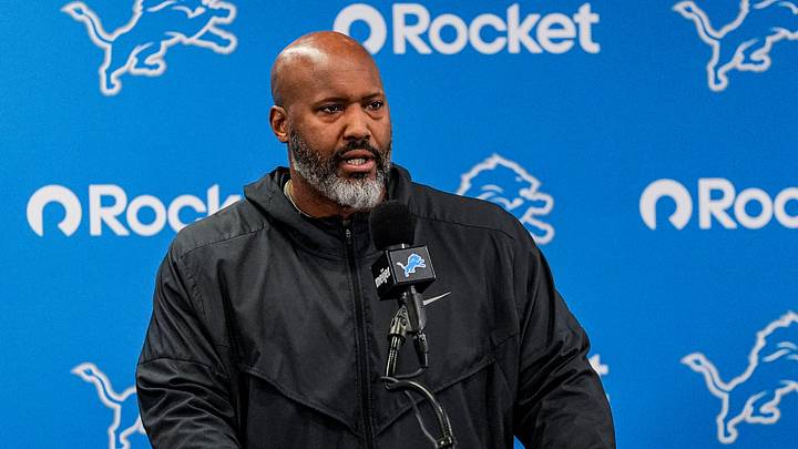 Detroit Lions executive vice president and general manager Brad Holmes speaks during media availability at Meijer Performance Center in Allen Park on Thursday, Jan. 8, 2026.