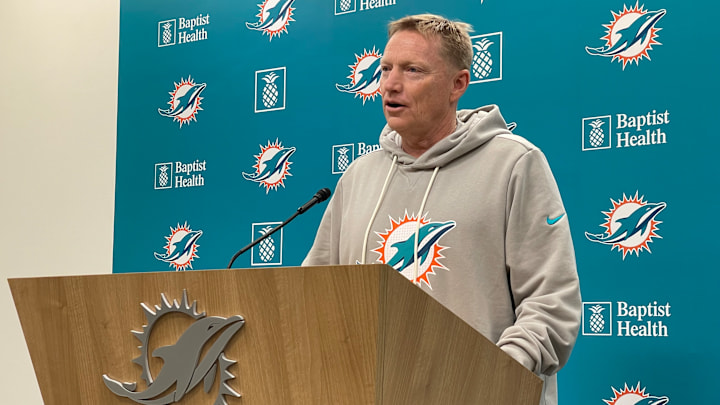 New Miami Dolphins special teams coordinator Chris Tabor speaks to the media during his introductory press conference.