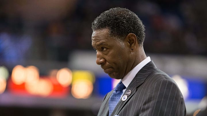 Minnesota Timberwolves head coach Sam Mitchell looks on during a timeout in the fourth quarter against the Sacramento Kings at Sleep Train Arena in Sacramento, Calif., on April 7, 2016.