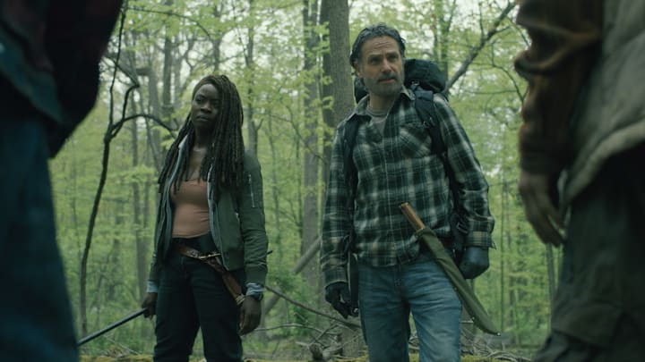 Danai Gurira as Michonne, Andrew Lincoln as Rick Grimes - The Walking Dead: The Ones Who Live _ Season 1, Episode 5 - Photo Credit: AMC