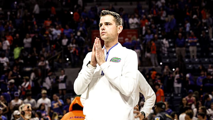 Florida Gators head coach Todd Golden after his team's 90-71 win over Ole Miss. Golden has led Florida to a 27-4 record at the end of the regular season in his third season leading the program.