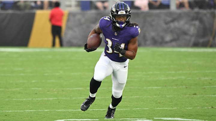 Baltimore Ravens running back Keaton Mitchell