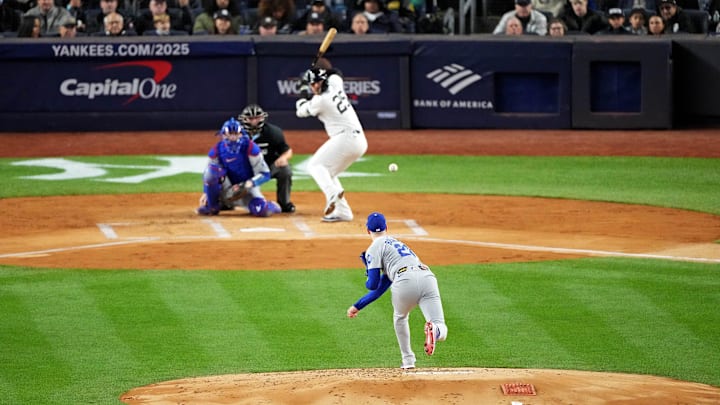 Oct 28, 2024; New York, New York, USA; Los Angeles Dodgers pitcher Walker Buehler (21) pitches during the first inning against the New York Yankees in game three of the 2024 MLB World Series at Yankee Stadium. Mandatory Credit: Robert Deutsch-Imagn Images Oct 28, 2024; New York, New York, USA; Los Angeles Dodgers pitcher Walker Buehler (21) pitches during the first inning against the New York Yankees in game three of the 2024 MLB World Series at Yankee Stadium. Mandatory Credit: Robert Deutsch-Imagn Images