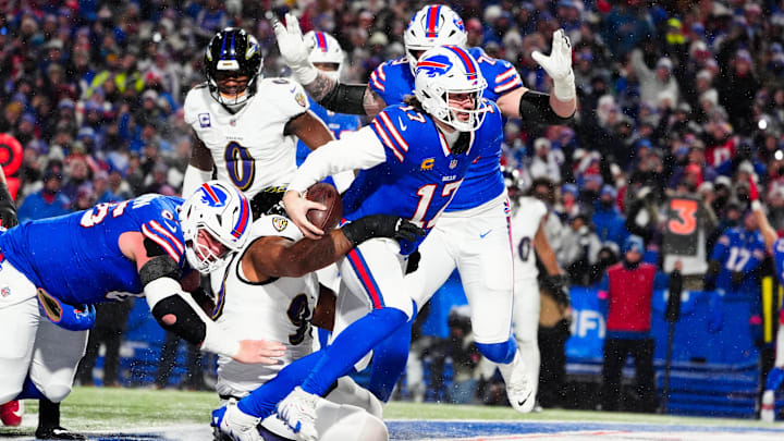 Allen scored a pair of touchdowns Sunday to lead the Bills into the AFC championship game against the Chiefs.
