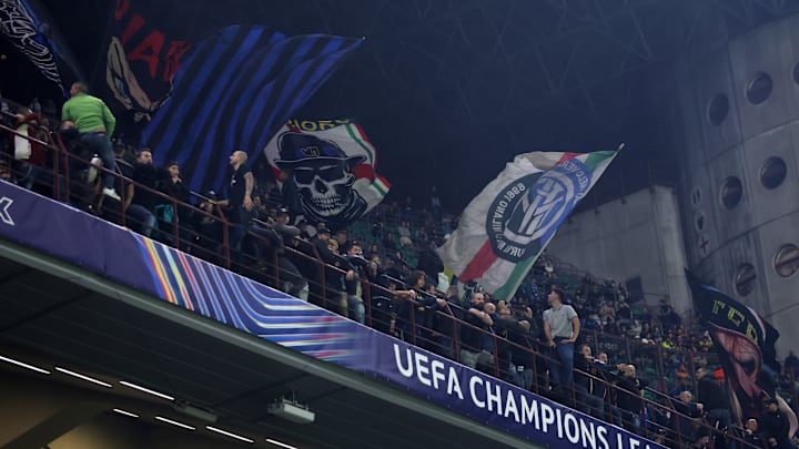 Supporters of Fc Internazionale are seen during the Uefa...