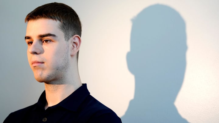 Nikola Topic speaks to the media during an introductory press conference for the 2024 Thunder draft picks at Oklahoma Contemporary Arts Center in Oklahoma City, Saturday, June, 29, 2024.