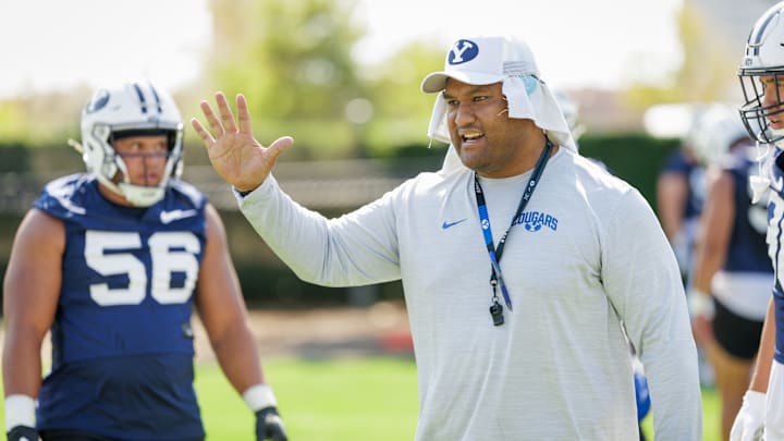Sione Po'uha at BYU Fall camp