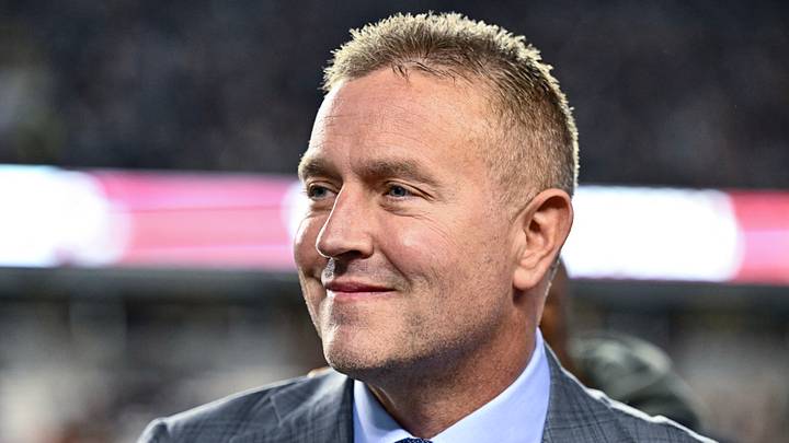 ESPN's College GameDay analyst Kirk Herbstreit looks on prior to the game between the Texas A&M Aggies and the Texas Longhorns. ESPN's College GameDay analyst Kirk Herbstreit looks on prior to the game between the Texas A&M Aggies and the Texas Longhorns.