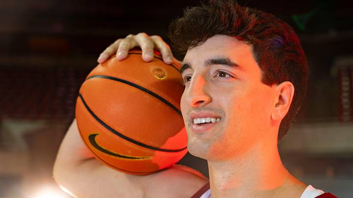 Iowa State forward Milan Momcilovic poses for a portrait during Iowa State men's basketball media day at Hilton Coliseum on Wednesday, Oct. 9, 2024, in Ames. Iowa State forward Milan Momcilovic poses for a portrait during Iowa State men's basketball media day at Hilton Coliseum on Wednesday, Oct. 9, 2024, in Ames.