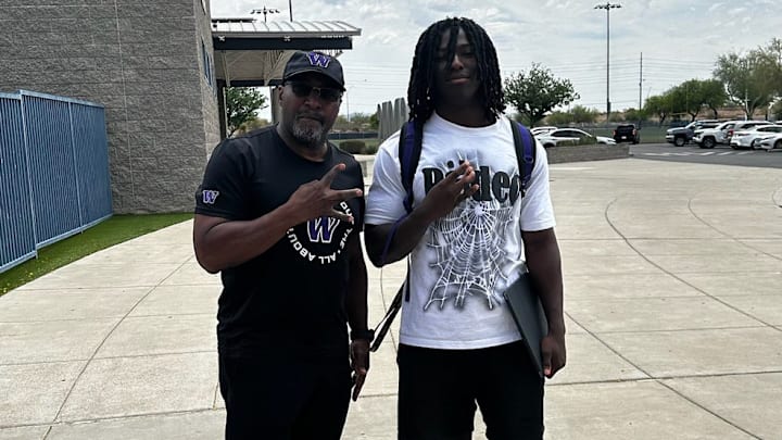 Scottie Graham visits with RB commit Jeremy Adeyanju. Scottie Graham visits with RB commit Jeremy Adeyanju.
