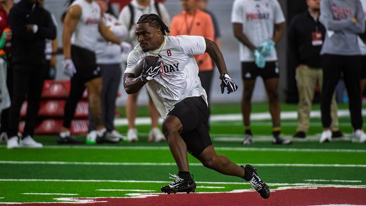 Kaelon Black participates in Indiana University's Pro Day at Mellencamp Pavilion on Wednesday, April 1, 2026.