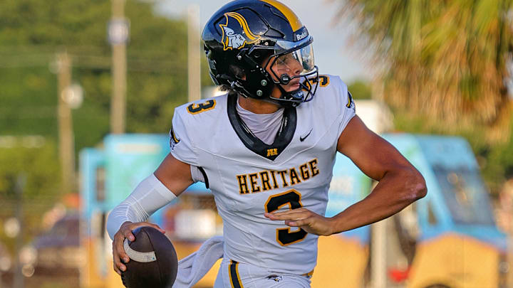American Heritage quarterback and Texas commit Dia Bell (3) will lead his team into action on Friday as the Patriots host Archbishop McCarthy.