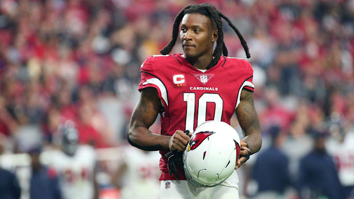 Arizona Cardinals wide receiver DeAndre Hopkins (10) waits during a timeout during the third quarter