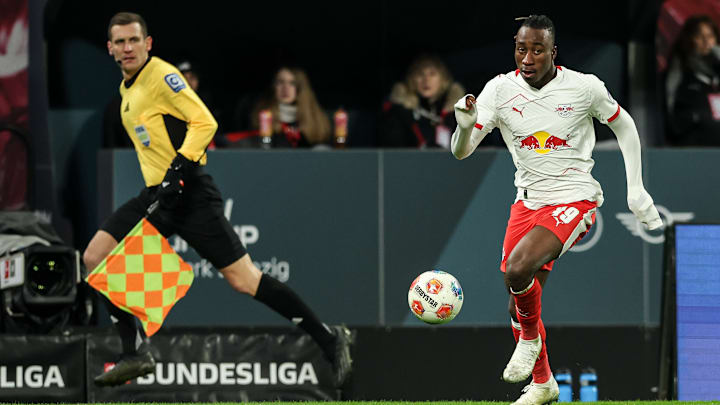 Yan Diomande of RB Leipzig seen in action during the... Yan Diomande of RB Leipzig seen in action during the...