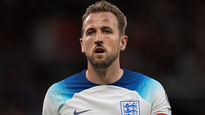 Harry Kane avec le maillot de l'Angleterre lors d'une rencontre comptant pour les qualifications à l'Euro 2024