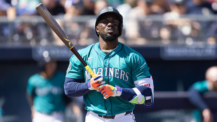Seattle Mariners outfielder Randy Arozarena gets ready to hit during a spring training game against the San Diego Padres on March 15 at Peoria Sports Complex.