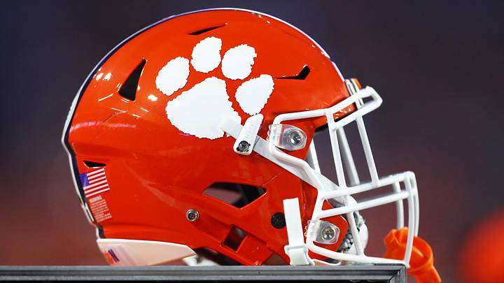 December 31, 2016; Glendale, AZ, USA; Detailed view of a Clemson Tigers helmet against the Ohio State Buckeyes in the 2016 CFP semifinal at University of Phoenix Stadium. December 31, 2016; Glendale, AZ, USA; Detailed view of a Clemson Tigers helmet against the Ohio State Buckeyes in the 2016 CFP semifinal at University of Phoenix Stadium.