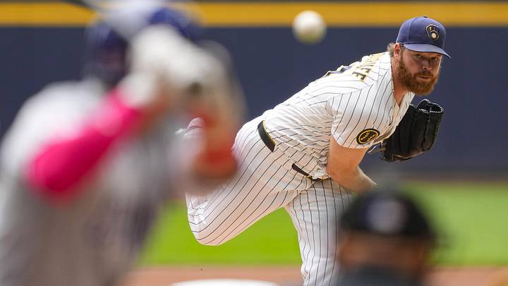 Jun 28, 2026; Milwaukee, Wisconsin, USA;  Milwaukee Brewers pitcher Brandon Woodruff (53) throws a pitch during the second inning against the Chicago Cubs at American Family Field. Mandatory Credit: Jeff Hanisch-Imagn Images