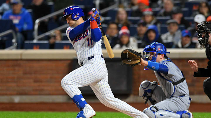 Oct 17, 2024; New York City, New York, USA; New York Mets second base Jose Iglesias (11) hits a single in the second inning during game four of the NLCS for the 2024 MLB playoffs at Citi Field. Mandatory Credit: John Jones-Imagn Images Oct 17, 2024; New York City, New York, USA; New York Mets second base Jose Iglesias (11) hits a single in the second inning during game four of the NLCS for the 2024 MLB playoffs at Citi Field. Mandatory Credit: John Jones-Imagn Images