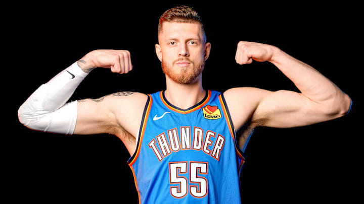 Isaiah Hartenstein is pictured during the Thunder media day at the Paycom Center in Oklahoma City, on Monday, Sept. 30, 2024.