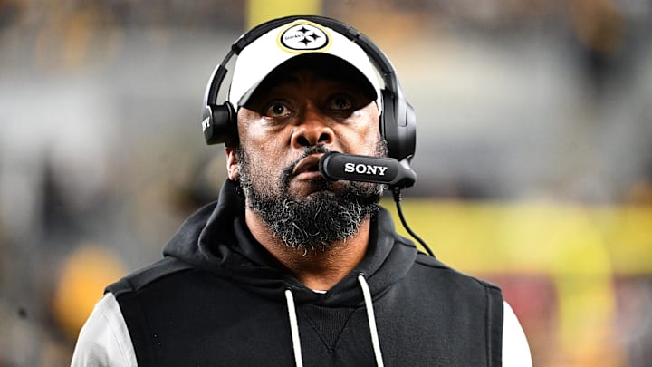 Jan 12, 2026; Pittsburgh, PA, USA; Pittsburgh Steelers head coach Mike Tomlin before an AFC Wild Card Round game against the Houston Texans at Acrisure Stadium. Mandatory Credit: Barry Reeger-Imagn Images