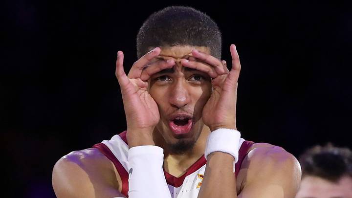 Nov 29, 2019; Nassau, BHS; Iowa State Cyclones guard Tyrese Haliburton (22) reacts before the game against the Seton Hall Pirates at Imperial Arena. Mandatory Credit: Kevin Jairaj-USA TODAY Sports Nov 29, 2019; Nassau, BHS; Iowa State Cyclones guard Tyrese Haliburton (22) reacts before the game against the Seton Hall Pirates at Imperial Arena. Mandatory Credit: Kevin Jairaj-USA TODAY Sports