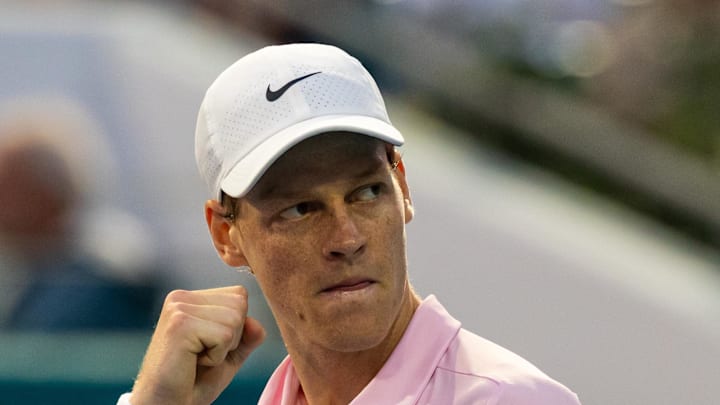 Jannik Sinner celebrates during his match