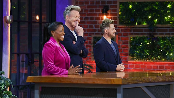 NEXT LEVEL CHEF: L-R: Nyesha Arrington, Gordon Ramsay and Richard Blais in the NEXT LEVEL CHEF episode "Pro Chef" airing Thursday, Feb. 27 (8:00-9:00 PM ET/PT) on FOX. CR: Lorraine O’Sullivan / FOX. ©2025 FOX Media LLC.