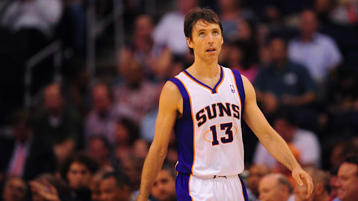 Apr. 25, 2012; Phoenix, AZ, USA; Phoenix Suns guard Steve Nash in the first quarter against the San Antonio Spurs at the US Airways Center. Mandatory Credit: Mark J. Rebilas-Imagn Images Apr. 25, 2012; Phoenix, AZ, USA; Phoenix Suns guard Steve Nash in the first quarter against the San Antonio Spurs at the US Airways Center. Mandatory Credit: Mark J. Rebilas-Imagn Images