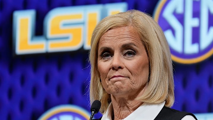 LSU head coach Kim Mulkey speaks during SEC Media Day at the Grand Bohemian Hotel in Mountain Brook Tuesday, Oct. 16, 2024. LSU head coach Kim Mulkey speaks during SEC Media Day at the Grand Bohemian Hotel in Mountain Brook Tuesday, Oct. 16, 2024.