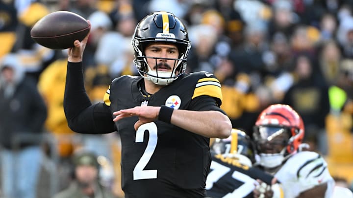 Nov 16, 2025; Pittsburgh, Pennsylvania, USA; Pittsburgh Steelers quarterback Mason Rudolph (2) passes the ball against the Cincinnati Bengals during the second half at Acrisure Stadium. Mandatory Credit: Barry Reeger-Imagn Images Nov 16, 2025; Pittsburgh, Pennsylvania, USA; Pittsburgh Steelers quarterback Mason Rudolph (2) passes the ball against the Cincinnati Bengals during the second half at Acrisure Stadium. Mandatory Credit: Barry Reeger-Imagn Images