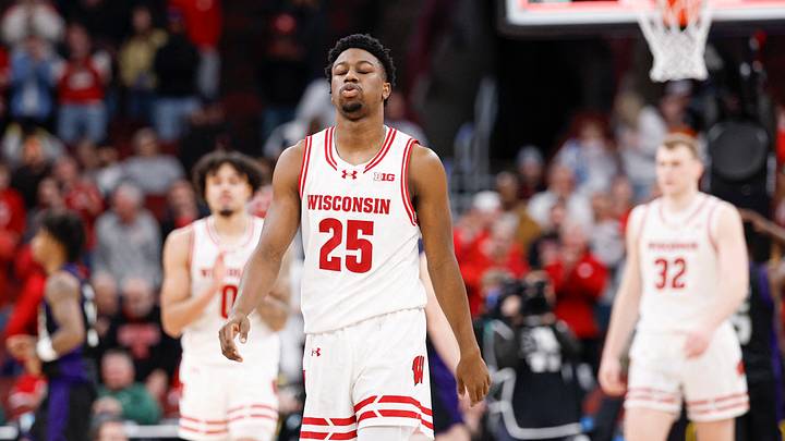 Mar 12, 2026; Chicago, IL, USA; Wisconsin Badgers guard John Blackwell (25) reacts after a game against the Washington Huskies at United Center. Mandatory Credit: Kamil Krzaczynski-Imagn Images Mar 12, 2026; Chicago, IL, USA; Wisconsin Badgers guard John Blackwell (25) reacts after a game against the Washington Huskies at United Center. Mandatory Credit: Kamil Krzaczynski-Imagn Images