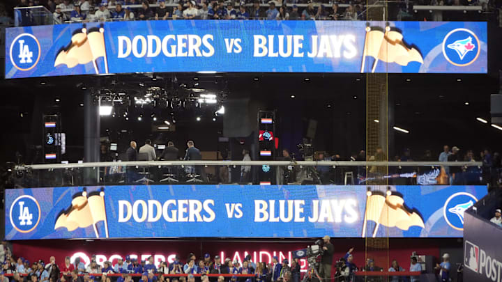 Oct 25, 2025; Toronto, Ontario, CAN; General view before game two of the 2025 MLB World Series between the Toronto Blue Jays and the Los Angeles Dodgers at Rogers Centre. Mandatory Credit: John E. Sokolowski-Imagn Images