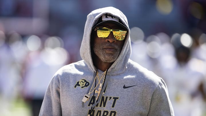 Oct 19, 2024; Tucson, Arizona, USA; Colorado Buffalos head coach Deion Sanders against the Arizona Wildcats at Arizona Stadium.
