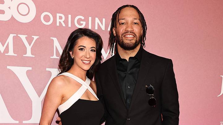 Jalen Brunson of the New York Knicks and his wife, Ali Marks.