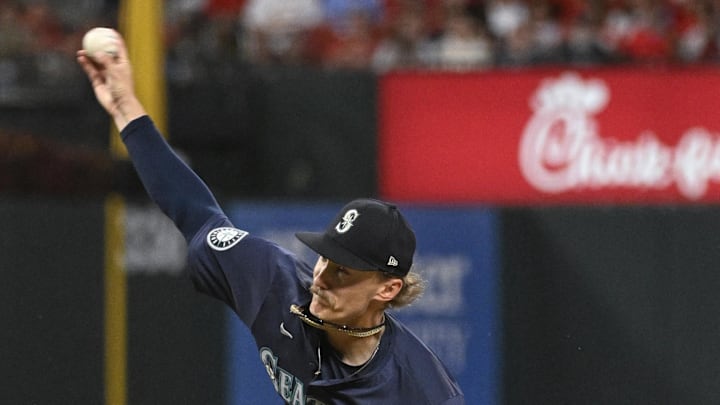 Seattle Mariners starting pitcher Bryce Miller (50) pitches against the St. Louis Cardinals in the first inning at Busch Stadium on Sept 6.