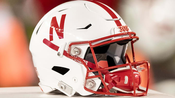 Oct 6, 2018; Madison, WI, USA; A Nebraska Cornhuskers helmet sits on the sidelines during the game