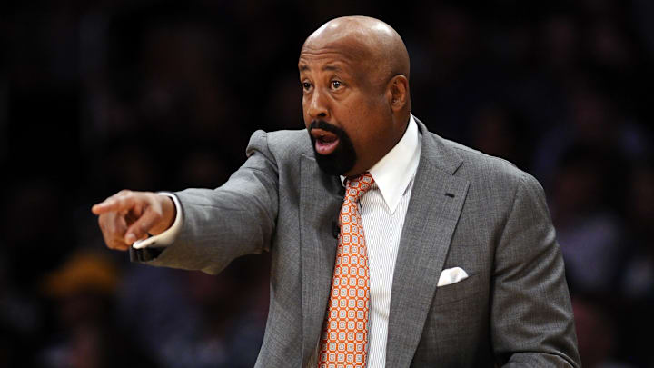 Mar 25, 2014; Los Angeles, CA, USA; New York Knicks head coach Mike Woodson during the second quarter against the Los Angeles Lakers at Staples Center. Mandatory Credit: Robert Hanashiro-Imagn Images