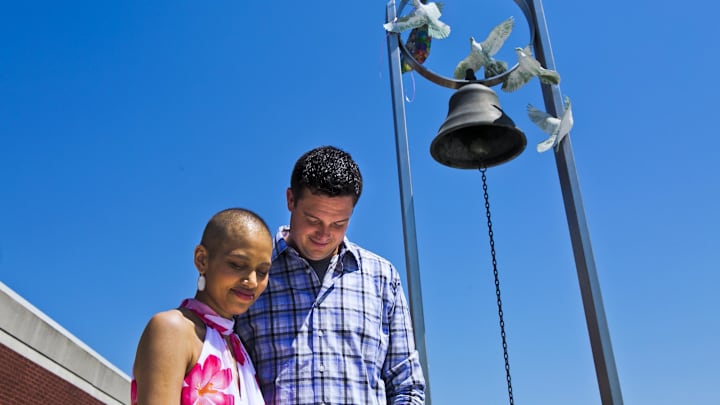May 8,2017; Sauphia and Dan Lanning  on the day she rang the bell at the West Cancer Center in Memphis Tennessee.