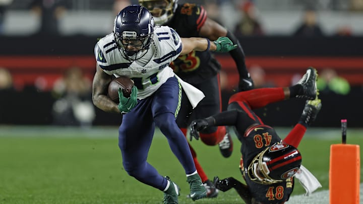 Seahawks wide receiver Jaxon Smith-Njigba faces the 49ers in the divisional round on Saturday. Seahawks wide receiver Jaxon Smith-Njigba faces the 49ers in the divisional round on Saturday.