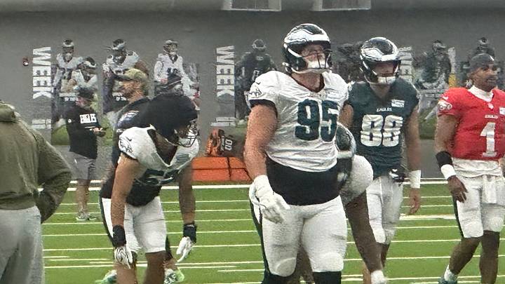 Eagles defensive tackle Ty Robinson goes through a training camp practice in his second season with the team.