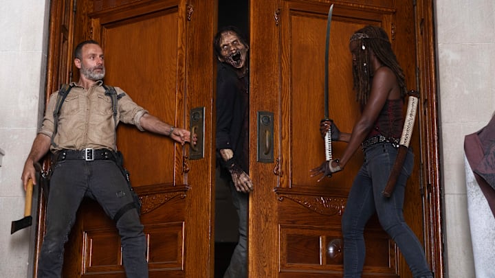 Andrew Lincoln as Rick Grimes, Danai Gurira as Michonne - The Walking Dead season 9
