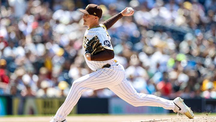 Jun 10, 2026; San Diego, California, USA; San Diego Padres relief pitcher Ron Marinaccio (97) throws a pitch during the seventh inning against the Cincinnati Reds at Petco Park. Mandatory Credit: David Frerker-Imagn Images Jun 10, 2026; San Diego, California, USA; San Diego Padres relief pitcher Ron Marinaccio (97) throws a pitch during the seventh inning against the Cincinnati Reds at Petco Park. Mandatory Credit: David Frerker-Imagn Images