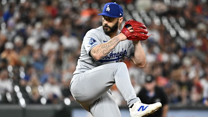 Sep 5, 2025; Baltimore, Maryland, USA; Los Angeles Dodgers pitcher Tanner Scott (66) delivers a pitch during the ninth inning against the Baltimore Orioles at Oriole Park at Camden Yards. Mandatory Credit: James A. Pittman-Imagn Images Sep 5, 2025; Baltimore, Maryland, USA; Los Angeles Dodgers pitcher Tanner Scott (66) delivers a pitch during the ninth inning against the Baltimore Orioles at Oriole Park at Camden Yards. Mandatory Credit: James A. Pittman-Imagn Images
