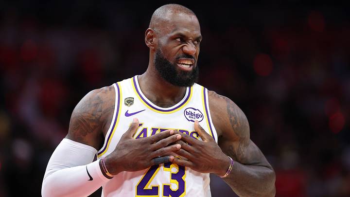Los Angeles Lakers forward LeBron James (23) walks on the court before the start of the game against the Houston Rockets in game four of the first round of the 2026 NBA Playoffs. Los Angeles Lakers forward LeBron James (23) walks on the court before the start of the game against the Houston Rockets in game four of the first round of the 2026 NBA Playoffs.