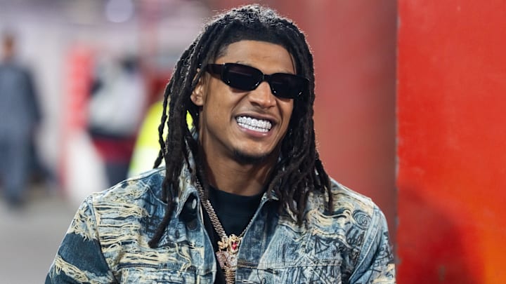 Jan 26, 2025; Kansas City, MO, USA; Kansas City Chiefs running back Isiah Pacheco (10) arrives prior to the game against the Buffalo Bills in the AFC Championship game at GEHA Field at Arrowhead Stadium. Mandatory Credit: Mark J. Rebilas-Imagn Images Jan 26, 2025; Kansas City, MO, USA; Kansas City Chiefs running back Isiah Pacheco (10) arrives prior to the game against the Buffalo Bills in the AFC Championship game at GEHA Field at Arrowhead Stadium. Mandatory Credit: Mark J. Rebilas-Imagn Images