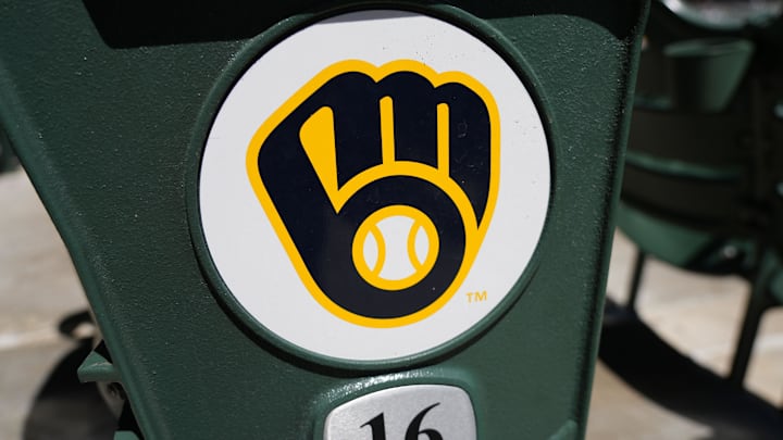 May 26, 2025; Milwaukee, Wisconsin, USA; General view of a Milwaukee Brewers logo during warmups prior the game against the Boston Red Sox at American Family Field. Mandatory Credit: Jeff Hanisch-Imagn Images May 26, 2025; Milwaukee, Wisconsin, USA; General view of a Milwaukee Brewers logo during warmups prior the game against the Boston Red Sox at American Family Field. Mandatory Credit: Jeff Hanisch-Imagn Images