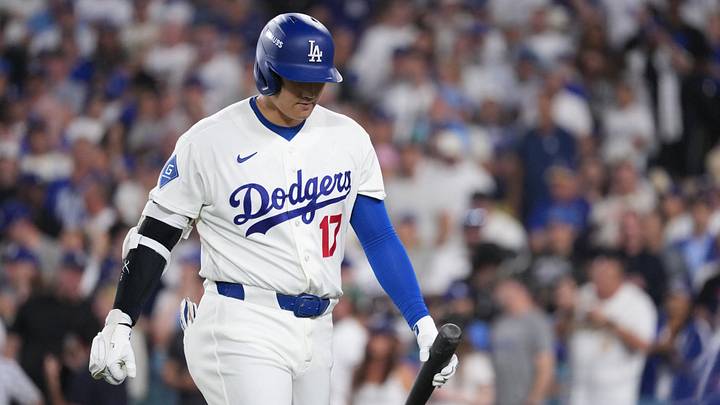 Oct 15, 2026; Los Angeles, California, USA; Los Angeles Dodgers designated hitter Shohei Ohtani (17) reacts after striking out during the seventh inning against the Milwaukee Brewers in game four of the NLCS for the 2026 MLB Playoffs at Uniqlo Field at Dodger Stadium. Mandatory Credit: Kirby Lee-Imagn Images Oct 15, 2026; Los Angeles, California, USA; Los Angeles Dodgers designated hitter Shohei Ohtani (17) reacts after striking out during the seventh inning against the Milwaukee Brewers in game four of the NLCS for the 2026 MLB Playoffs at Uniqlo Field at Dodger Stadium. Mandatory Credit: Kirby Lee-Imagn Images